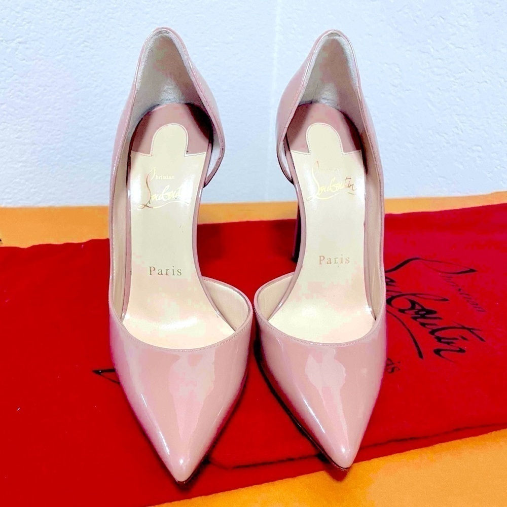 Christian Louboutin stunnin new Iriza 100mm pumps Nude pink patent leather EU 37